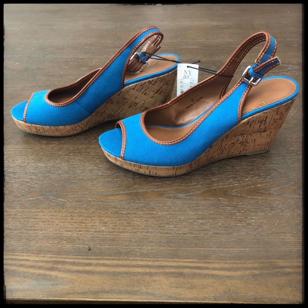 New York & Co. Blue Wedges - Super Pretty!